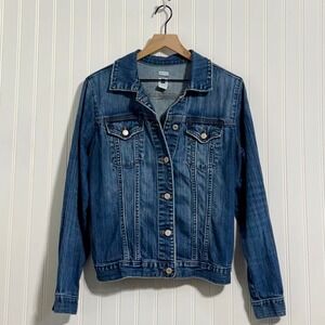 Gap Stretch Denim Jacket Large L Medium Wash Classic Trucker Jean Jacket